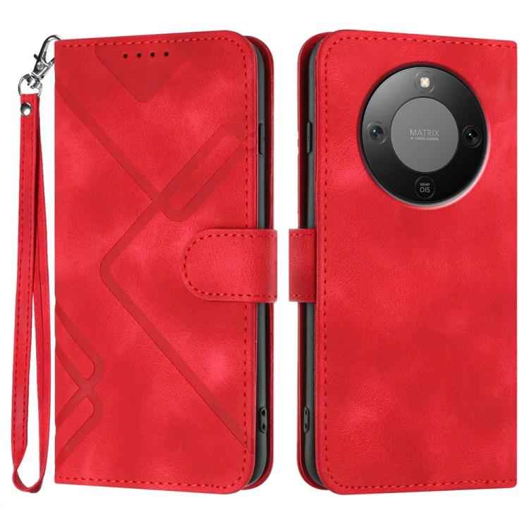 Line Pattern Skin Feel Leather Phone Case