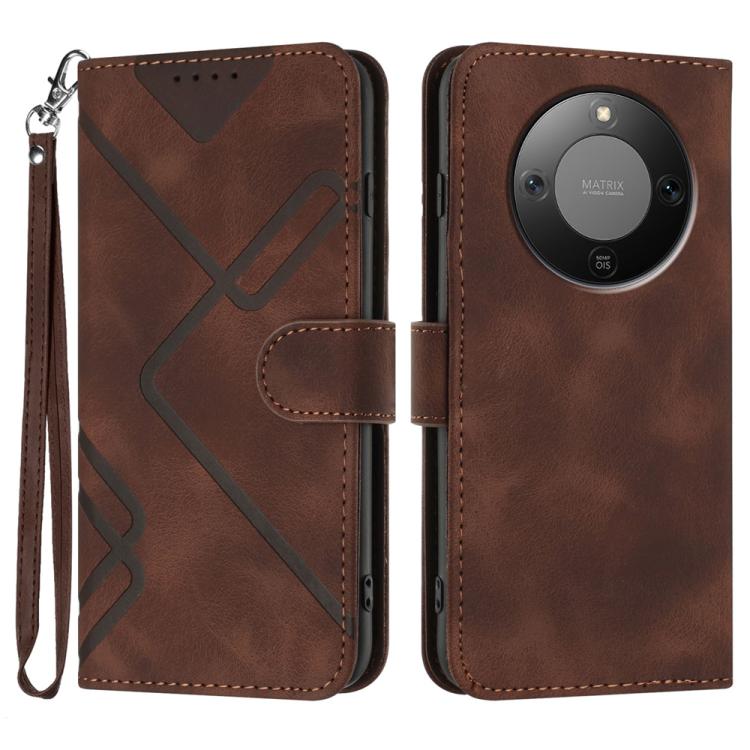 Line Pattern Skin Feel Leather Phone Case