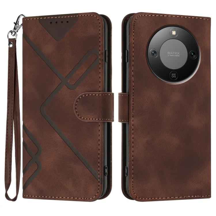 Line Pattern Skin Feel Leather Phone Case