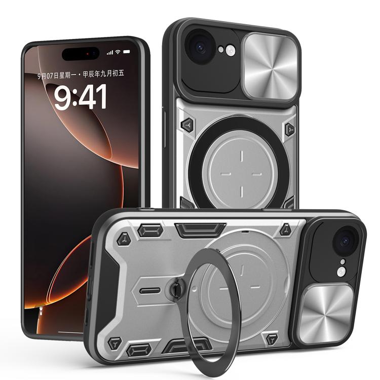 CD Texture Sliding Camshield Magnetic Holder Phone Case, For iPhone 18 Pro, For iPhone 18 Pro Max, For iPhone 17e / 16e, For iPhone 17 Pro Max, For iPhone 17 Pro, For iPhone 17, For iPhone Air, For iPhone 16 Pro Max