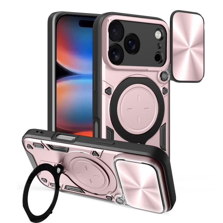 CD Texture Sliding Camshield Magnetic Holder Phone Case, For iPhone 18 Pro, For iPhone 18 Pro Max, For iPhone 17e / 16e, For iPhone 17 Pro Max, For iPhone 17 Pro, For iPhone 17, For iPhone Air, For iPhone 16 Pro Max