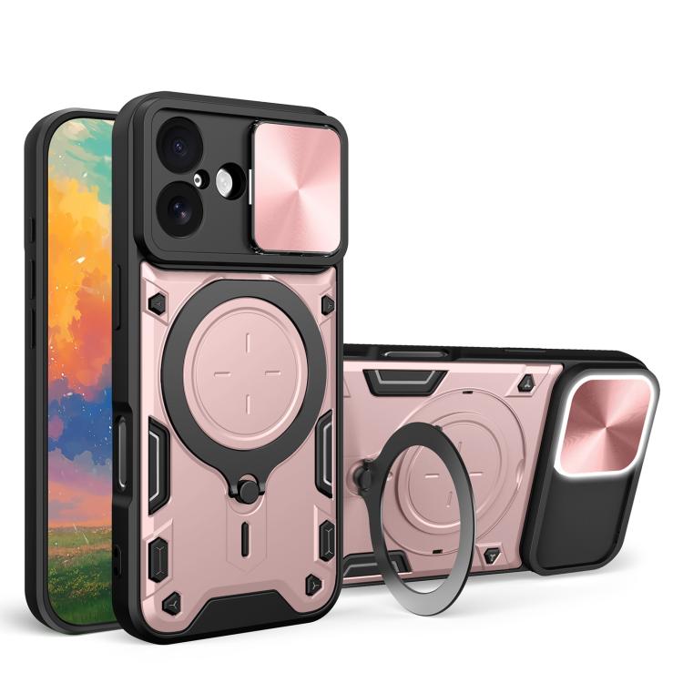 CD Texture Sliding Camshield Magnetic Holder Phone Case, For iPhone 18 Pro, For iPhone 18 Pro Max, For iPhone 17e / 16e, For iPhone 17 Pro Max, For iPhone 17 Pro, For iPhone 17, For iPhone Air, For iPhone 16 Pro Max