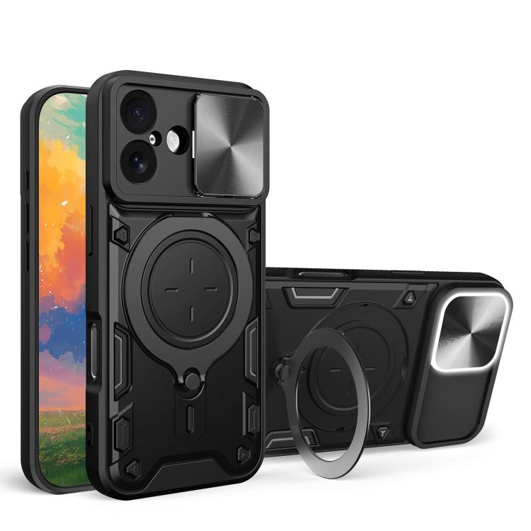 CD Texture Sliding Camshield Magnetic Holder Phone Case, For iPhone 18 Pro, For iPhone 18 Pro Max, For iPhone 17e / 16e, For iPhone 17 Pro Max, For iPhone 17 Pro, For iPhone 17, For iPhone Air, For iPhone 16 Pro Max