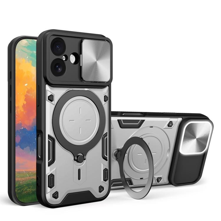 CD Texture Sliding Camshield Magnetic Holder Phone Case, For iPhone 18 Pro, For iPhone 18 Pro Max, For iPhone 17e / 16e, For iPhone 17 Pro Max, For iPhone 17 Pro, For iPhone 17, For iPhone Air, For iPhone 16 Pro Max