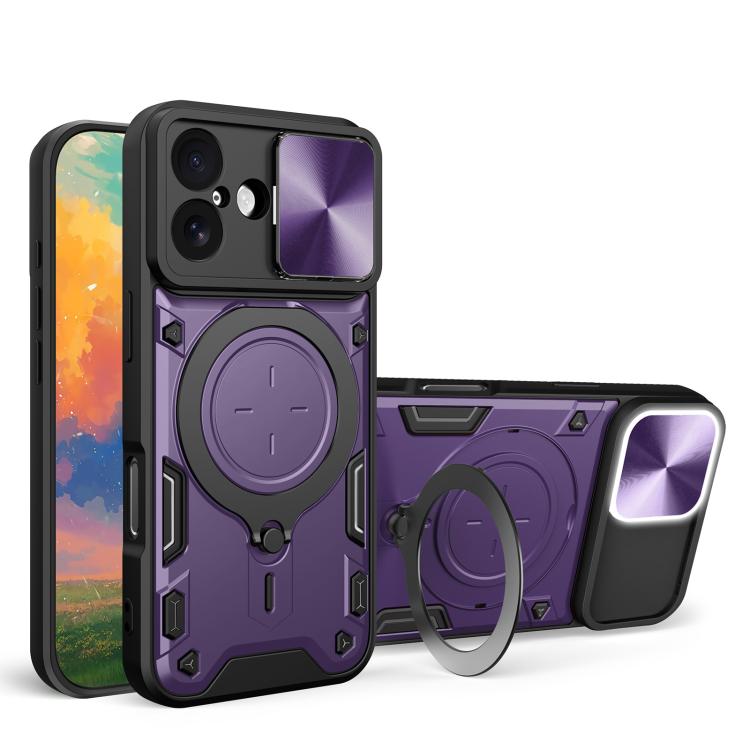 CD Texture Sliding Camshield Magnetic Holder Phone Case, For iPhone 18 Pro, For iPhone 18 Pro Max, For iPhone 17e / 16e, For iPhone 17 Pro Max, For iPhone 17 Pro, For iPhone 17, For iPhone Air, For iPhone 16 Pro Max
