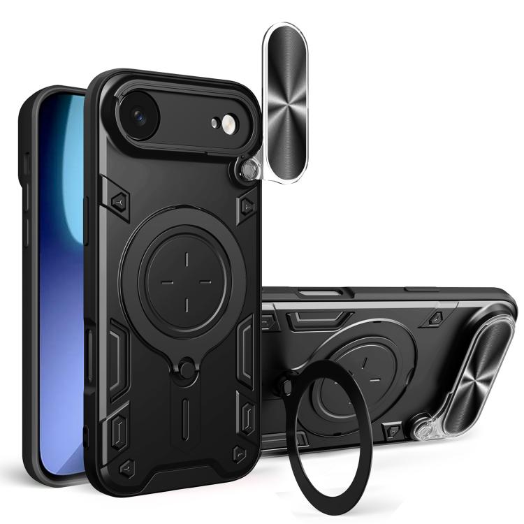 CD Texture Sliding Camshield Magnetic Holder Phone Case, For iPhone 18 Pro, For iPhone 18 Pro Max, For iPhone 17e / 16e, For iPhone 17 Pro Max, For iPhone 17 Pro, For iPhone 17, For iPhone Air, For iPhone 16 Pro Max