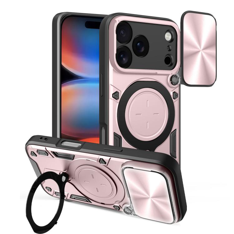CD Texture Sliding Camshield Magnetic Holder Phone Case, For iPhone 18 Pro, For iPhone 18 Pro Max, For iPhone 17e / 16e, For iPhone 17 Pro Max, For iPhone 17 Pro, For iPhone 17, For iPhone Air, For iPhone 16 Pro Max