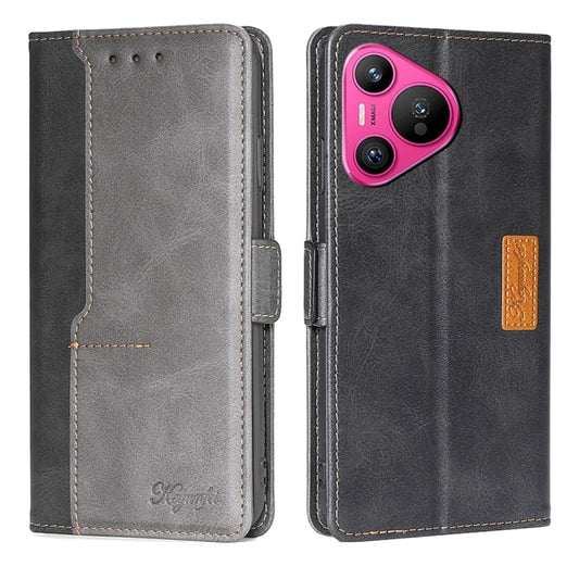 Contrast Color Side Buckle Leather Phone Case