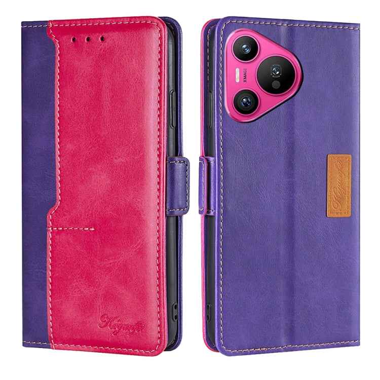 Contrast Color Side Buckle Leather Phone Case