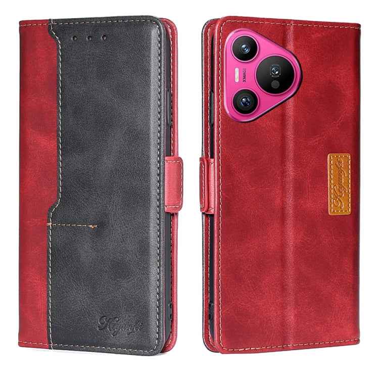 Contrast Color Side Buckle Leather Phone Case