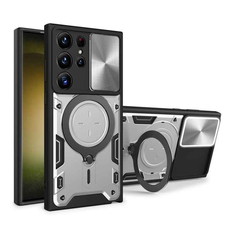 CD Texture Sliding Camshield Magnetic Holder Phone Case