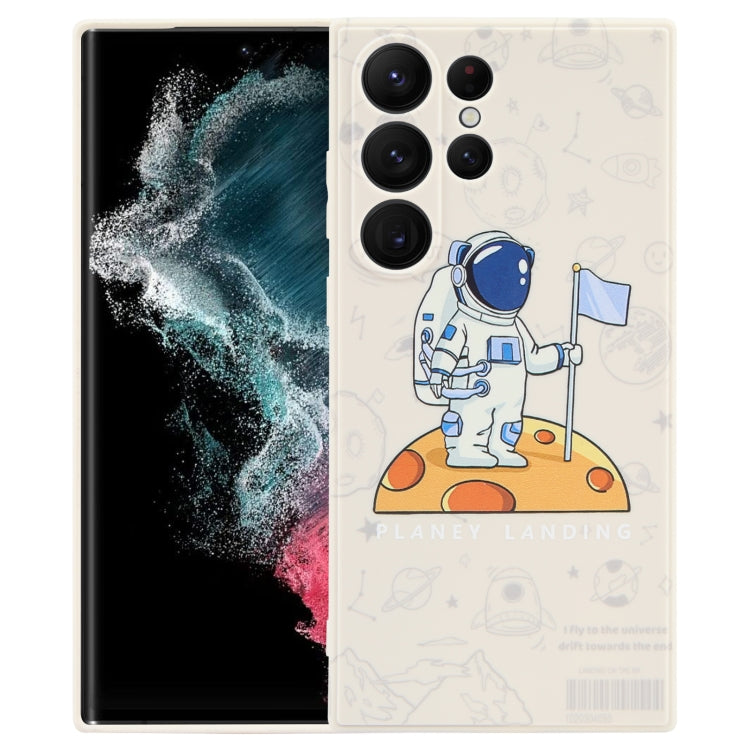 Astronaut Pattern Silicone Straight Edge Phone Case, For Samsung Galaxy S22 5G, For Samsung Galaxy S22+ 5G, For Samsung Galaxy S22 Ultra 5G, For Samsung Galaxy S21 5G, For Samsung Galaxy S21+ 5G, For Samsung Galaxy S21 FE 5G