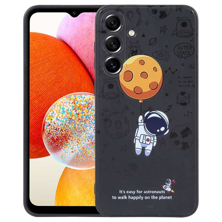 Astronaut Pattern Silicone Straight Edge Phone Case, For Samsung Galaxy S21 Ultra 5G, For Samsung Galaxy A24, For Samsung Galaxy S20, For Samsung Galaxy A14, For Samsung Galaxy A34 5G, For Samsung Galaxy S20+