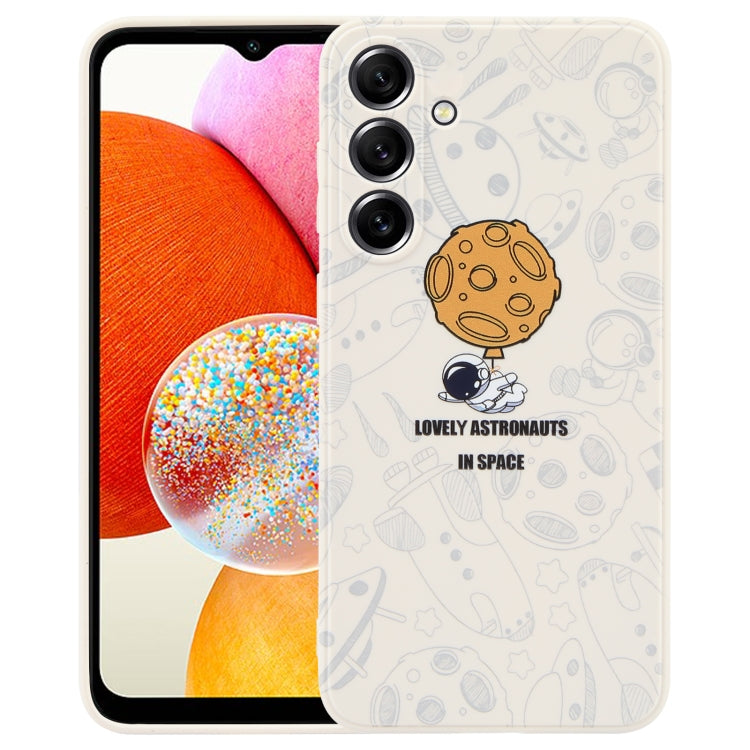 Astronaut Pattern Silicone Straight Edge Phone Case, For Samsung Galaxy S21 Ultra 5G, For Samsung Galaxy A24, For Samsung Galaxy S20, For Samsung Galaxy A14, For Samsung Galaxy A34 5G, For Samsung Galaxy S20+