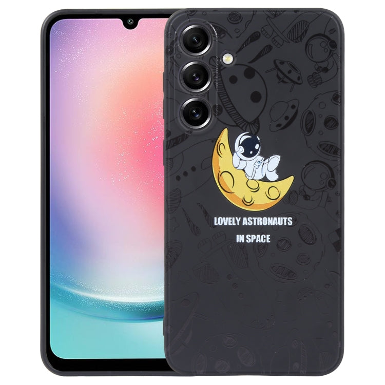 Astronaut Pattern Silicone Straight Edge Phone Case, For Samsung Galaxy S21 Ultra 5G, For Samsung Galaxy A24, For Samsung Galaxy S20, For Samsung Galaxy A14, For Samsung Galaxy A34 5G, For Samsung Galaxy S20+