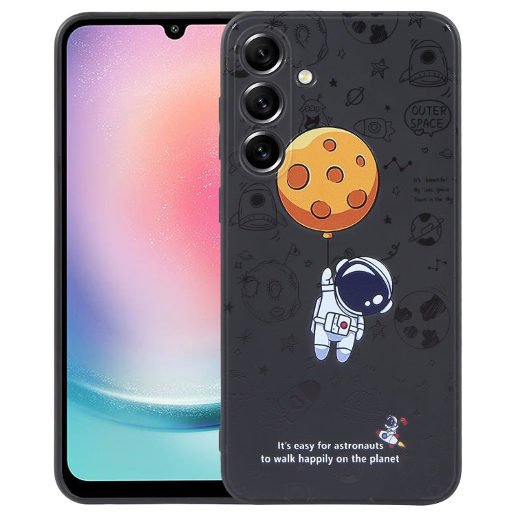 Astronaut Pattern Silicone Straight Edge Phone Case, For Samsung Galaxy S21 Ultra 5G, For Samsung Galaxy A24, For Samsung Galaxy S20, For Samsung Galaxy A14, For Samsung Galaxy A34 5G, For Samsung Galaxy S20+