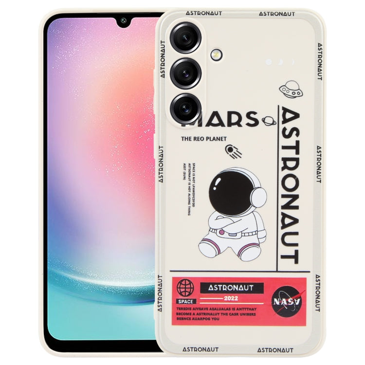 Astronaut Pattern Silicone Straight Edge Phone Case, For Samsung Galaxy S21 Ultra 5G, For Samsung Galaxy A24, For Samsung Galaxy S20, For Samsung Galaxy A14, For Samsung Galaxy A34 5G, For Samsung Galaxy S20+