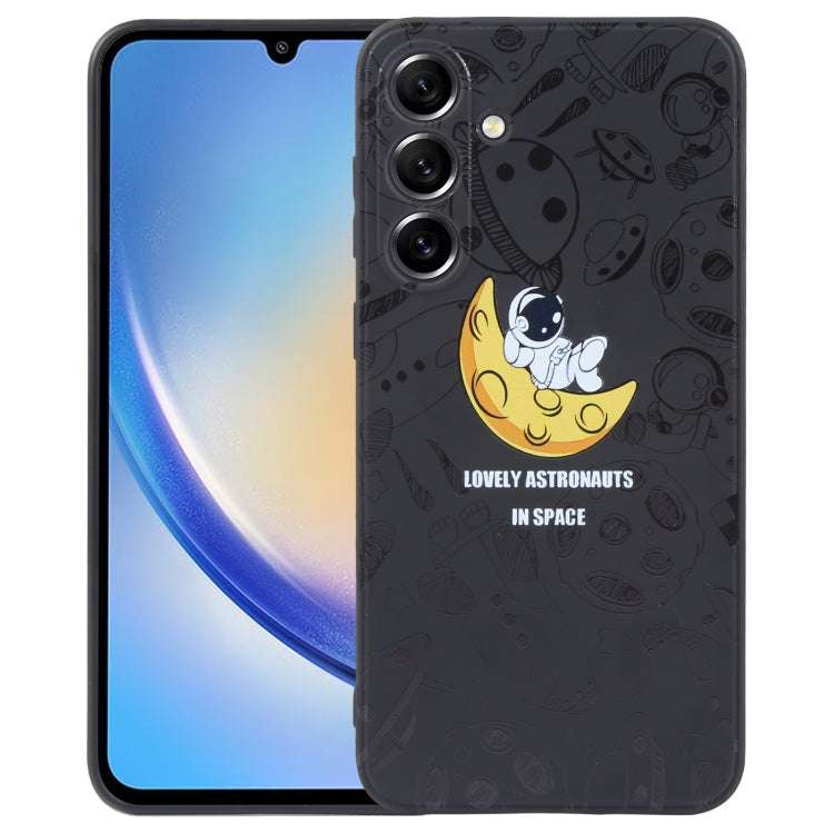 Astronaut Pattern Silicone Straight Edge Phone Case, For Samsung Galaxy S21 Ultra 5G, For Samsung Galaxy A24, For Samsung Galaxy S20, For Samsung Galaxy A14, For Samsung Galaxy A34 5G, For Samsung Galaxy S20+