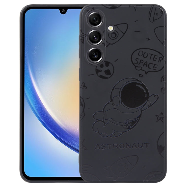 Astronaut Pattern Silicone Straight Edge Phone Case, For Samsung Galaxy S21 Ultra 5G, For Samsung Galaxy A24, For Samsung Galaxy S20, For Samsung Galaxy A14, For Samsung Galaxy A34 5G, For Samsung Galaxy S20+