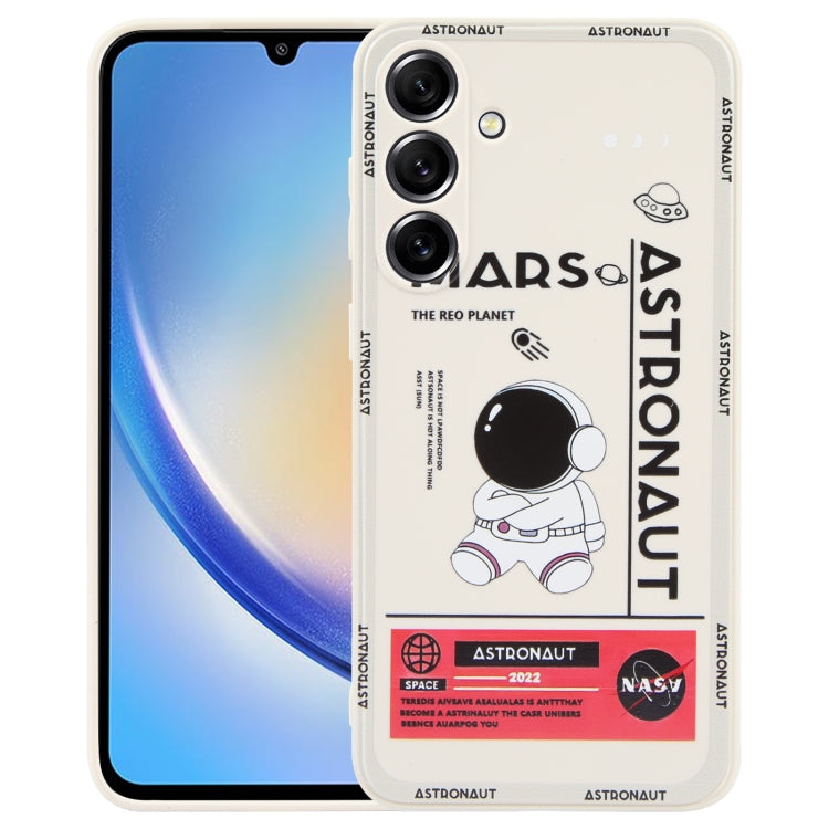Astronaut Pattern Silicone Straight Edge Phone Case, For Samsung Galaxy S21 Ultra 5G, For Samsung Galaxy A24, For Samsung Galaxy S20, For Samsung Galaxy A14, For Samsung Galaxy A34 5G, For Samsung Galaxy S20+