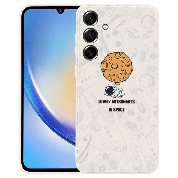 Astronaut Pattern Silicone Straight Edge Phone Case, For Samsung Galaxy S21 Ultra 5G, For Samsung Galaxy A24, For Samsung Galaxy S20, For Samsung Galaxy A14, For Samsung Galaxy A34 5G, For Samsung Galaxy S20+