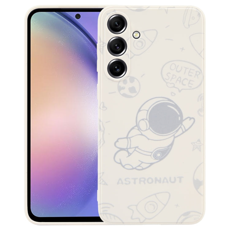 Astronaut Pattern Silicone Straight Edge Phone Case, For Samsung Galaxy A54 5G, For Samsung Galaxy S20 Ultra 5G, For Samsung Galaxy S20 FE, For Samsung Galaxy S10, For Samsung Galaxy S10+, For Samsung Galaxy A91