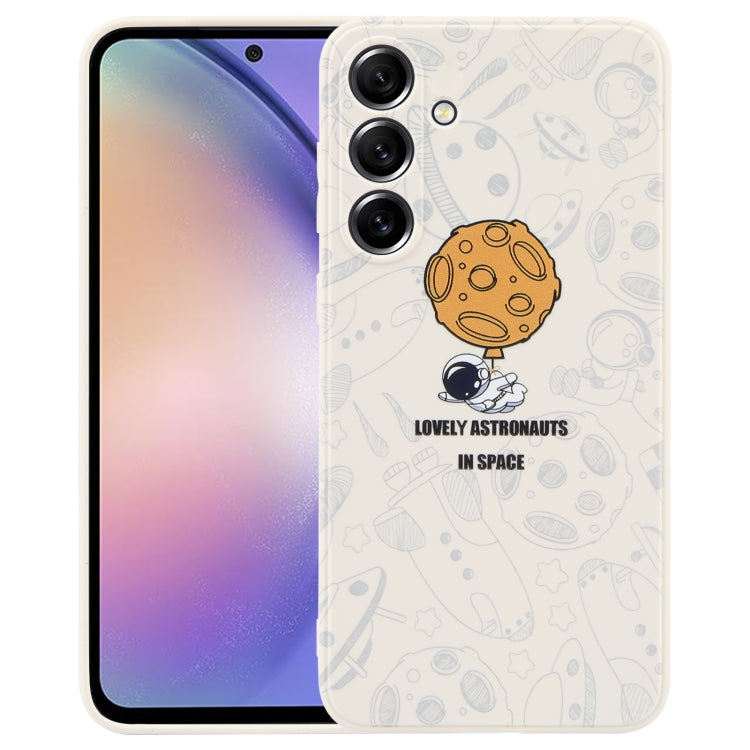 Astronaut Pattern Silicone Straight Edge Phone Case, For Samsung Galaxy A54 5G, For Samsung Galaxy S20 Ultra 5G, For Samsung Galaxy S20 FE, For Samsung Galaxy S10, For Samsung Galaxy S10+, For Samsung Galaxy A91