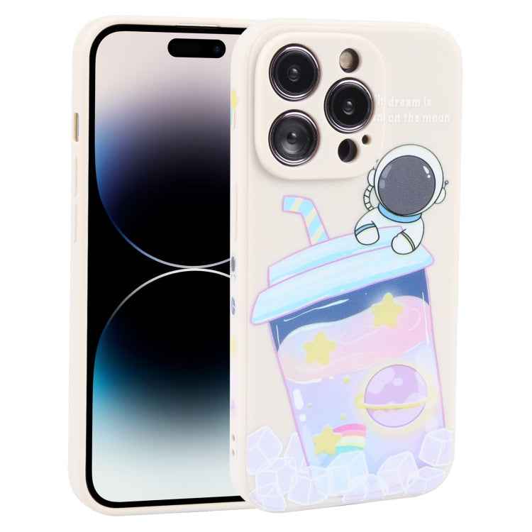Milk Tea Astronaut Pattern Liquid Silicone Phone Case