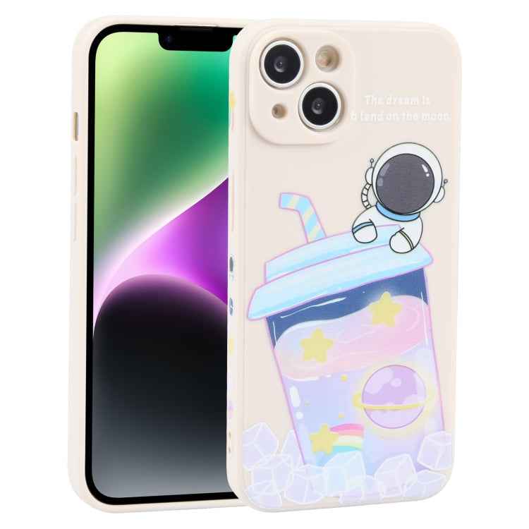 Milk Tea Astronaut Pattern Liquid Silicone Phone Case
