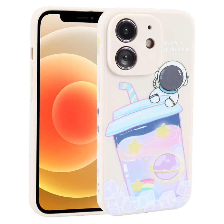Milk Tea Astronaut Pattern Liquid Silicone Phone Case