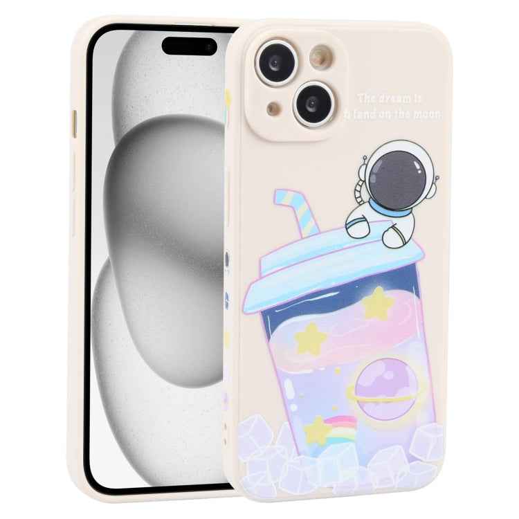 Milk Tea Astronaut Pattern Liquid Silicone Phone Case