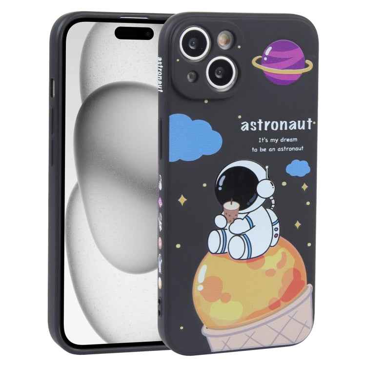 Milk Tea Astronaut Pattern Liquid Silicone Phone Case