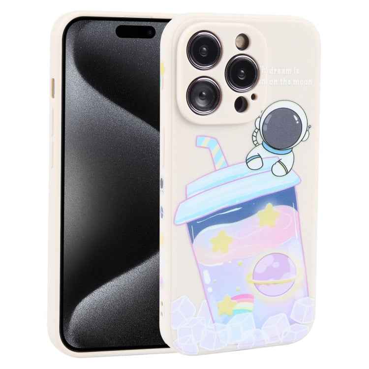 Milk Tea Astronaut Pattern Liquid Silicone Phone Case