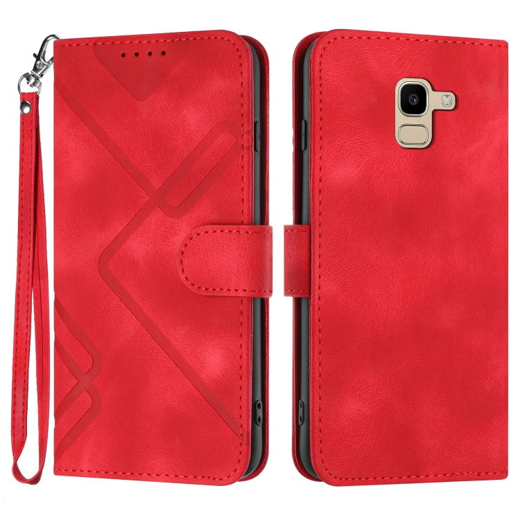 Line Pattern Skin Feel Leather Phone Case, For Samsung Galaxy S10+, For Samsung Galaxy S10, For Samsung Galaxy Note9, For Samsung Galaxy A6 2018, For Samsung Galaxy S9+, For Samsung Galaxy S9, For Samsung Galaxy A8 2018