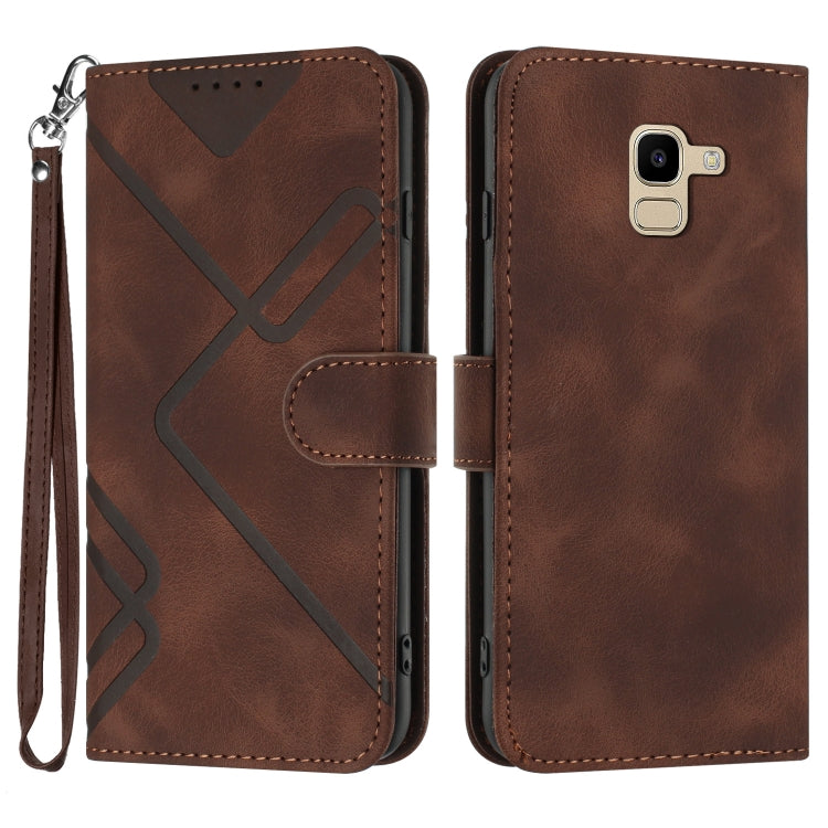 Line Pattern Skin Feel Leather Phone Case, For Samsung Galaxy S10+, For Samsung Galaxy S10, For Samsung Galaxy Note9, For Samsung Galaxy A6 2018, For Samsung Galaxy S9+, For Samsung Galaxy S9, For Samsung Galaxy A8 2018