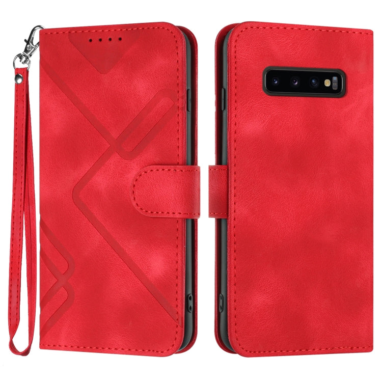 Line Pattern Skin Feel Leather Phone Case, For Samsung Galaxy S10+, For Samsung Galaxy S10, For Samsung Galaxy Note9, For Samsung Galaxy A6 2018, For Samsung Galaxy S9+, For Samsung Galaxy S9, For Samsung Galaxy A8 2018