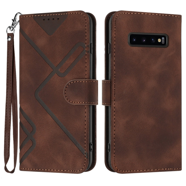 Line Pattern Skin Feel Leather Phone Case, For Samsung Galaxy S10+, For Samsung Galaxy S10, For Samsung Galaxy Note9, For Samsung Galaxy A6 2018, For Samsung Galaxy S9+, For Samsung Galaxy S9, For Samsung Galaxy A8 2018