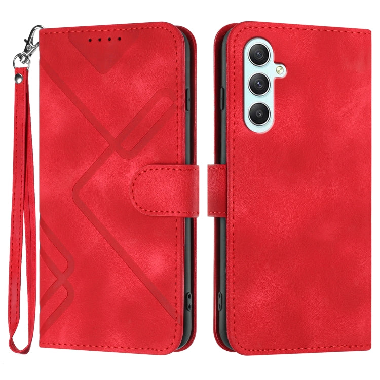 Line Pattern Skin Feel Leather Phone Case, For Samsung Galaxy A55, For Samsung Galaxy A35, For Samsung Galaxy A24 4G, For Samsung Galaxy A14 4G, For Samsung Galaxy A34 5G, For Samsung Galaxy A54 5G, For Samsung Galaxy A04e, For Samsung Galaxy S23 Ultra 5G
