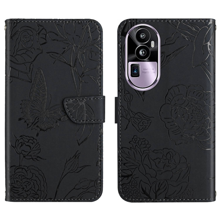 HT03 Skin Feel Butterfly Embossed Flip Leather Phone Case, For OPPO A80 EU / A3 Pro Global, For OPPO A3 Pro 5G India, For OPPO K12x 5G Global, For OPPO A60 4G, For OPPO Reno11 F 5G/F25 Pro 5G, For OPPO A18 / A38 4G, For OPPO A58 4G, For OPPO Reno10 Pro...