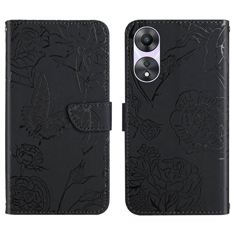 HT03 Skin Feel Butterfly Embossed Flip Leather Phone Case, For OPPO A80 EU / A3 Pro Global, For OPPO A3 Pro 5G India, For OPPO K12x 5G Global, For OPPO A60 4G, For OPPO Reno11 F 5G/F25 Pro 5G, For OPPO A18 / A38 4G, For OPPO A58 4G, For OPPO Reno10 Pro...