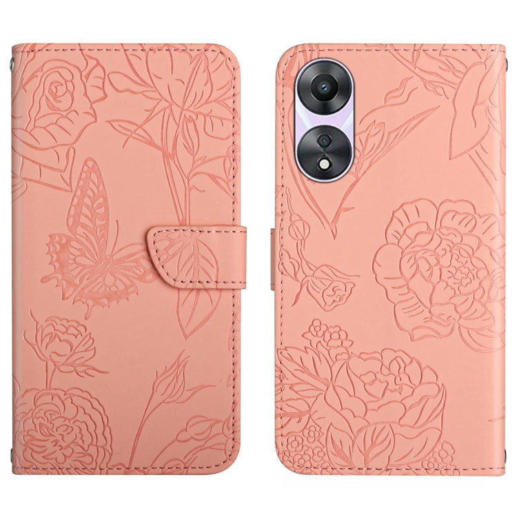 HT03 Skin Feel Butterfly Embossed Flip Leather Phone Case, For OPPO A80 EU / A3 Pro Global, For OPPO A3 Pro 5G India, For OPPO K12x 5G Global, For OPPO A60 4G, For OPPO Reno11 F 5G/F25 Pro 5G, For OPPO A18 / A38 4G, For OPPO A58 4G, For OPPO Reno10 Pro...