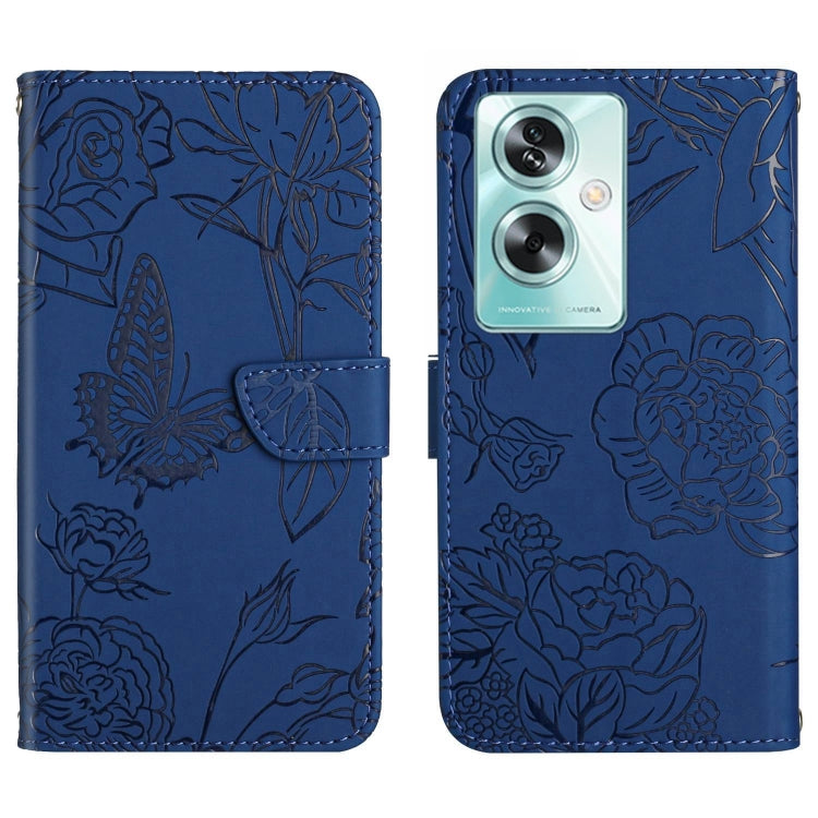 HT03 Skin Feel Butterfly Embossed Flip Leather Phone Case, For OPPO A59 5G