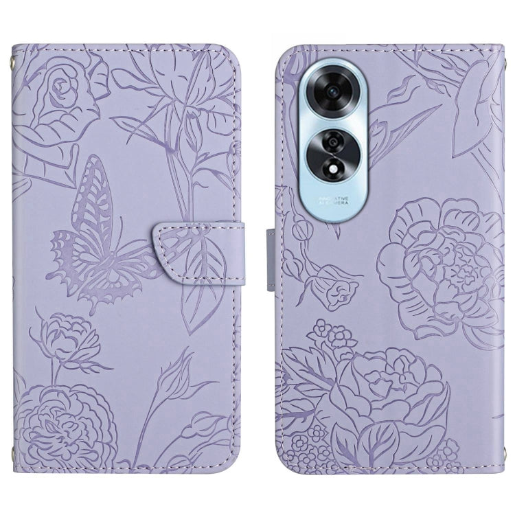 HT03 Skin Feel Butterfly Embossed Flip Leather Phone Case, For OPPO A80 EU / A3 Pro Global, For OPPO A3 Pro 5G India, For OPPO K12x 5G Global, For OPPO A60 4G, For OPPO Reno11 F 5G/F25 Pro 5G, For OPPO A18 / A38 4G, For OPPO A58 4G, For OPPO Reno10 Pro...