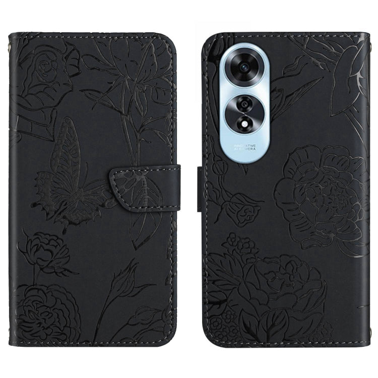 HT03 Skin Feel Butterfly Embossed Flip Leather Phone Case, For OPPO A80 EU / A3 Pro Global, For OPPO A3 Pro 5G India, For OPPO K12x 5G Global, For OPPO A60 4G, For OPPO Reno11 F 5G/F25 Pro 5G, For OPPO A18 / A38 4G, For OPPO A58 4G, For OPPO Reno10 Pro...
