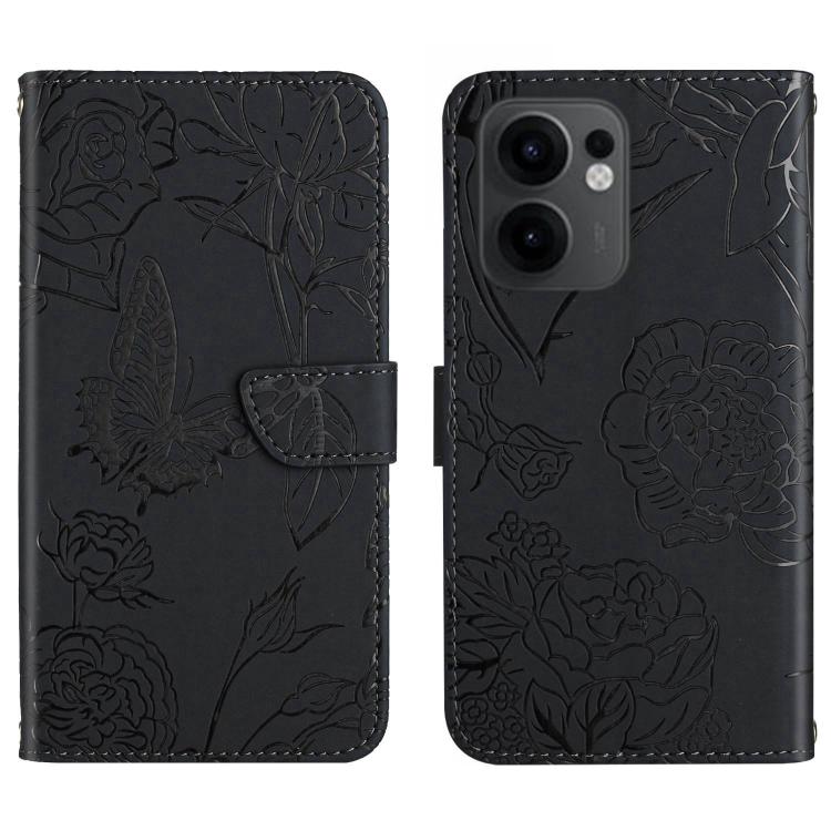 HT03 Skin Feel Butterfly Embossed Flip Leather Phone Case