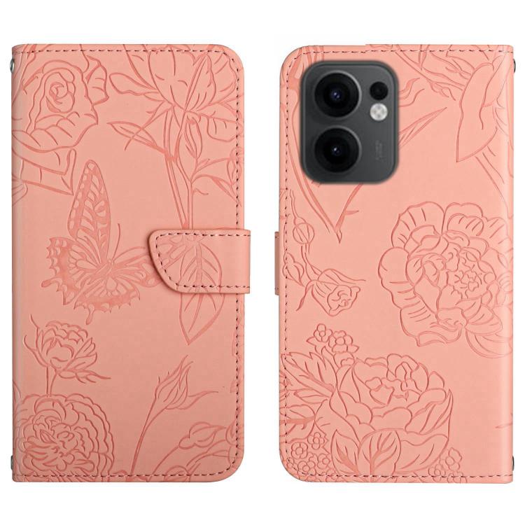 HT03 Skin Feel Butterfly Embossed Flip Leather Phone Case