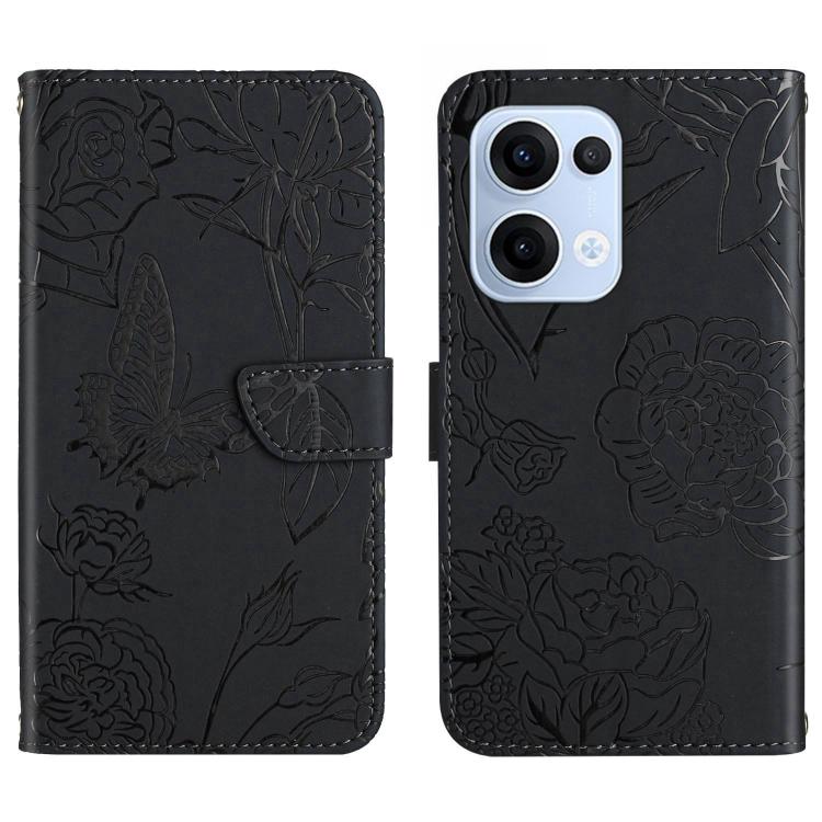 HT03 Skin Feel Butterfly Embossed Flip Leather Phone Case