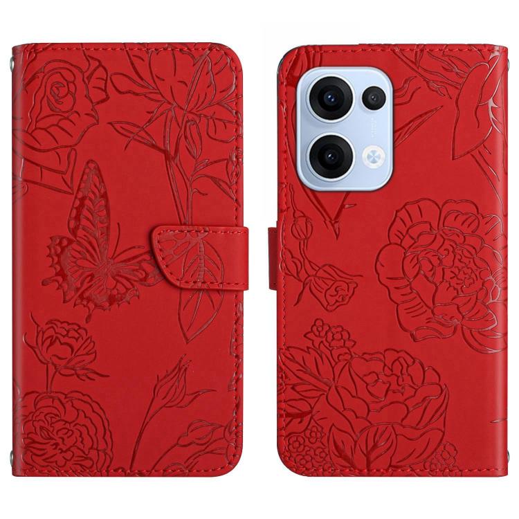 HT03 Skin Feel Butterfly Embossed Flip Leather Phone Case
