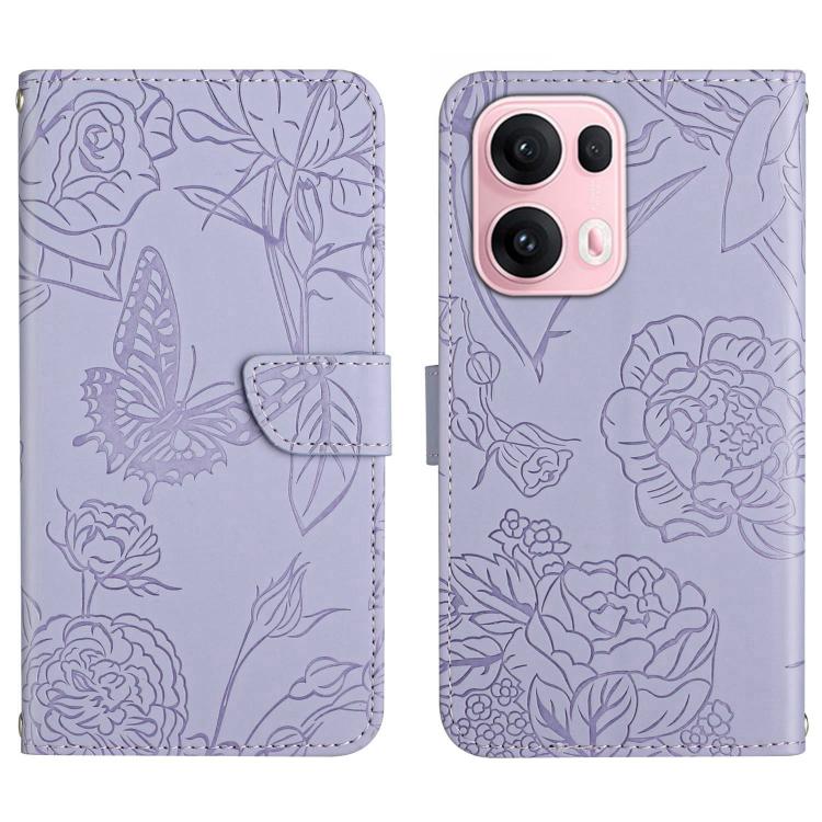 HT03 Skin Feel Butterfly Embossed Flip Leather Phone Case
