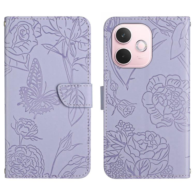 HT03 Skin Feel Butterfly Embossed Flip Leather Phone Case